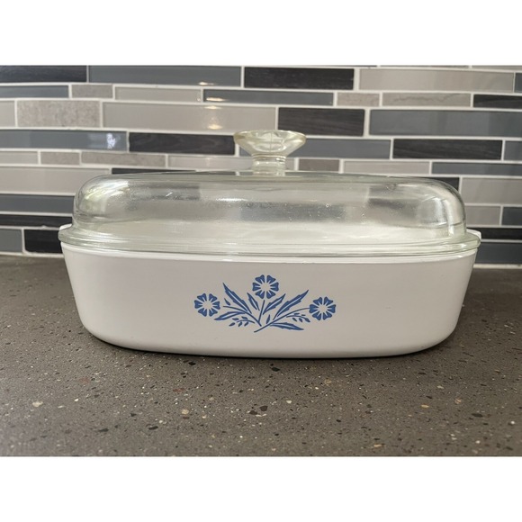 Blue Cornflower VNTG 10" Casserole P16B Domed Lid A12C Corning Ware Pyrex EUC - Picture 1 of 6